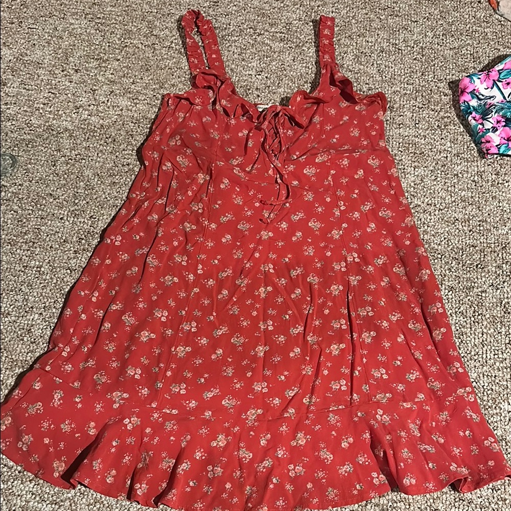 American Eagle Red Floral Sundress